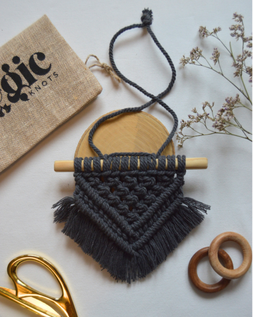 Mini Boho Macrame Wall Hanging (Single Colour) - Image 5