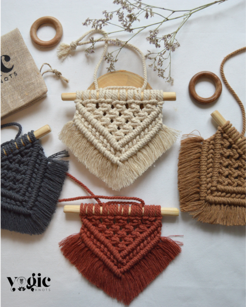Mini Boho Macrame Wall Hanging (Single Colour) - Image 2