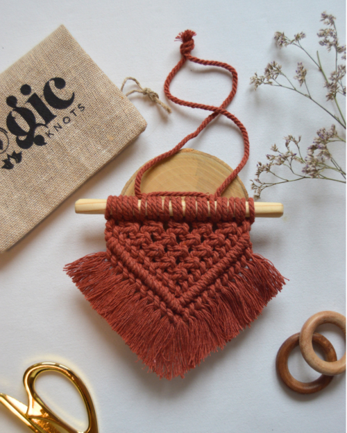 Mini Boho Macrame Wall Hanging (Single Colour) - Image 4