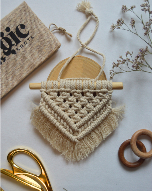 Mini Boho Macrame Wall Hanging (Single Colour) - Image 3
